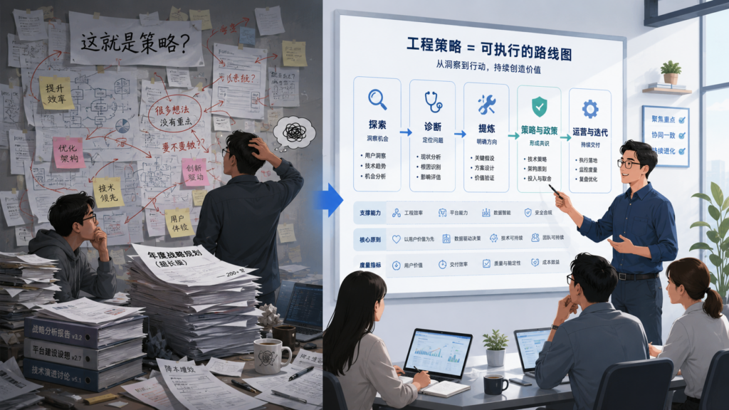 制定工程战略的五个步骤:探索、诊断、完善、方针与运营