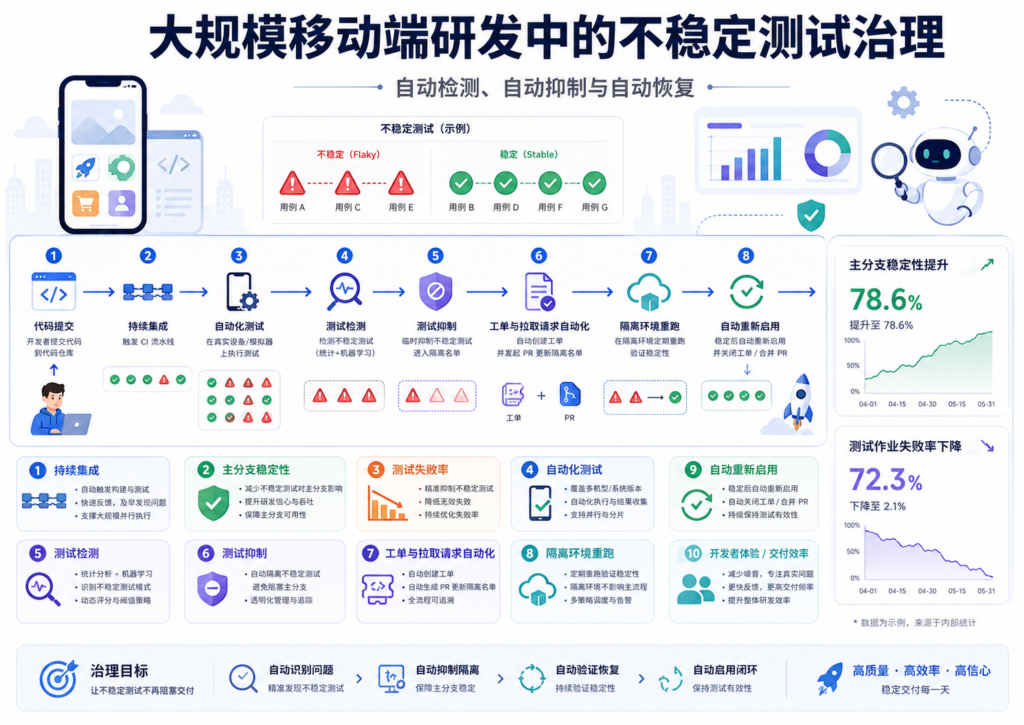 不稳定测试治理：如何通过自动检测与自动抑制提升 CI 稳定性
